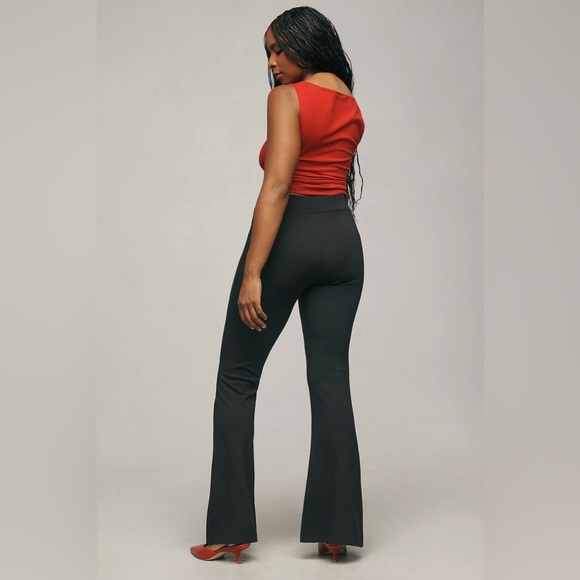 New Anthropologie Maeve Slim Knit Flare Pants Black Size S - Picture 3 of 8